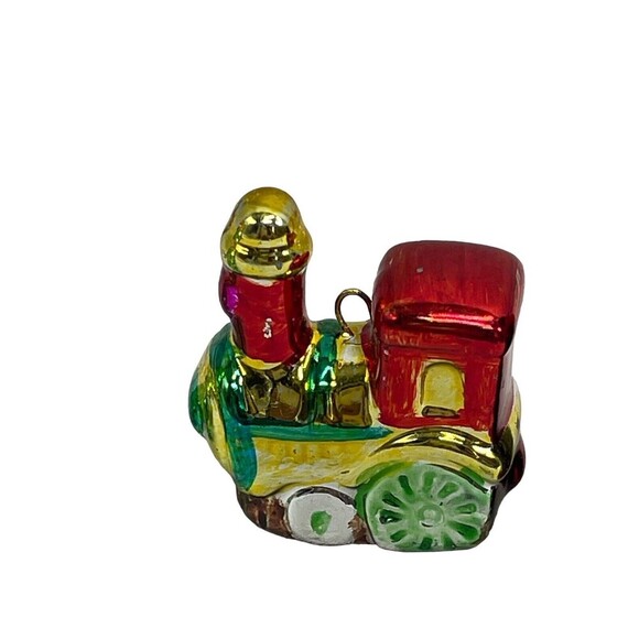 Vintage Glass Santa Holding Doll and Gifts Tree  Penguin Metallic Paint - Picture 5 of 10